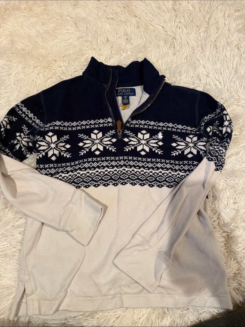 Polo by Ralph Lauren Navy & White Snowflake Half-Zip Sweater